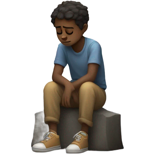 Sad boy sitting under the moonlight  emoji