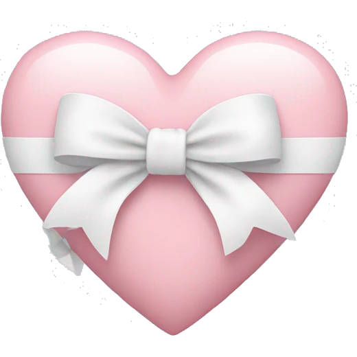 Pastel pink heart with white bow emoji