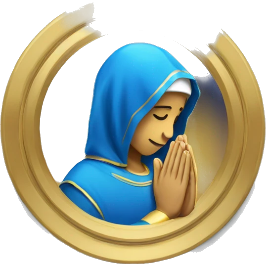 Badge of someone praying, gold and blue  emoji