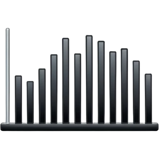 Minimalistic flat vector icon, iOS style, thin black contour on white background. Bars in ascending order like a sorting visualization. Clean, no text, no shadows emoji