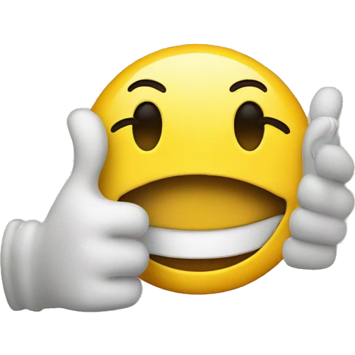 Smiley face emoji with thumbs up emoji