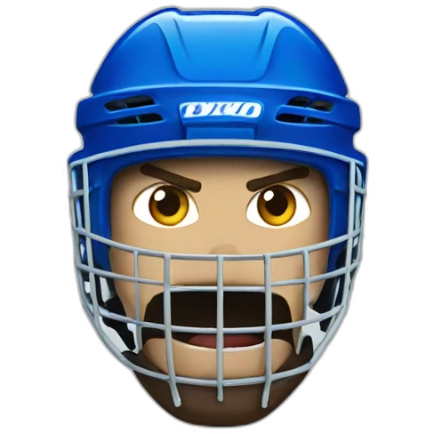 angry hockey player wearing blue helmet emoji