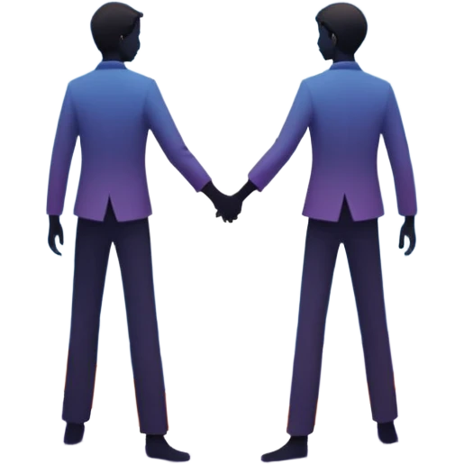 Center composition: Two silhouetted figures standing back-to-back or side-by-side in a circle of calm (soft blues, lavenders, white light)
Around them: Swirling storm energy—abstract shapes, wind lines, chaotic movement in reds, oranges, and dark grays emoji