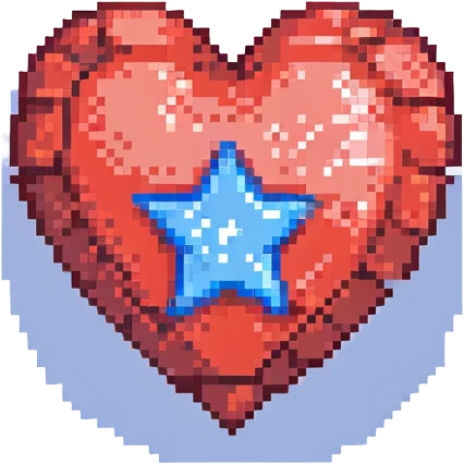A red heart with a blue star inside emoji