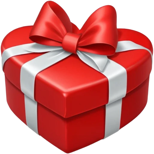 A red heart-shaped gift with a white bow emoji