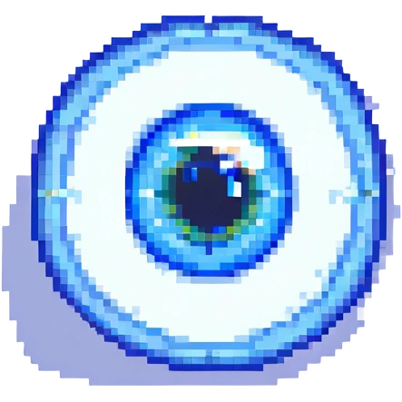 blue eye, minimal and flat, pixel art style emoji