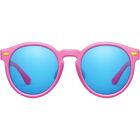 pink sunglasses with different lens, one blue and the other yellow  emoji
