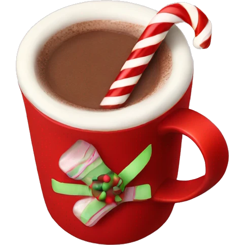 hot chocolate with candy cane in a red mug emoji
