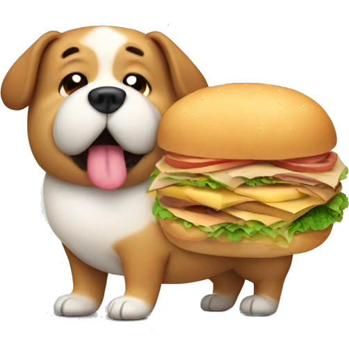 fat dog with a sandwich  emoji
