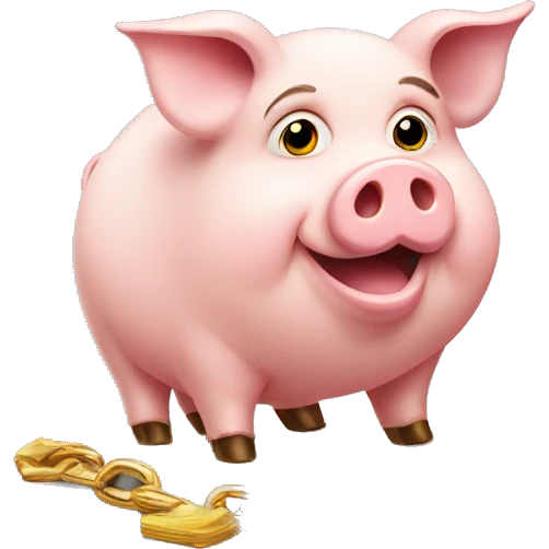 a pig with money and a gold chain emoji