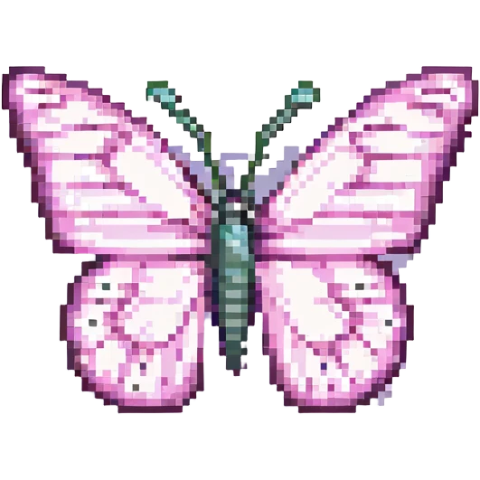 pink butterfly in pixel art style emoji