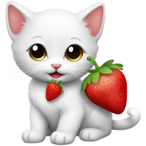 Kitten with strawberries emoji