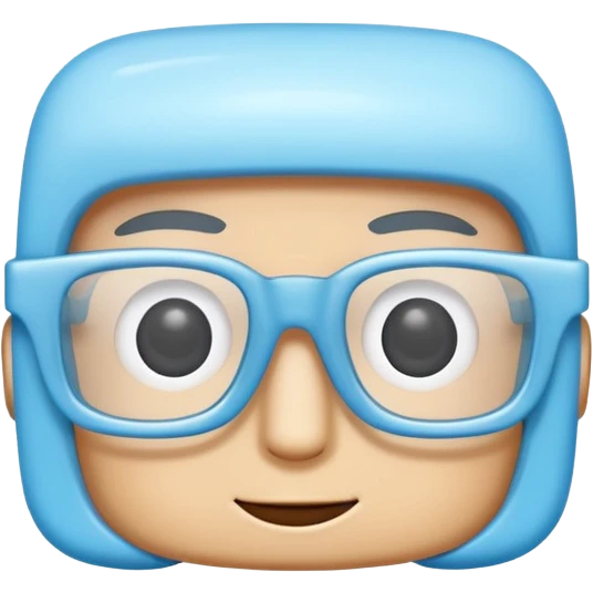 A 3D cartoon sky-blue square spectacle, slightly thick frame, glossy surface,Only glasses. emoji
