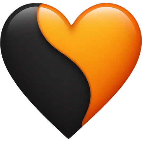 Half black and half orange heart emoji