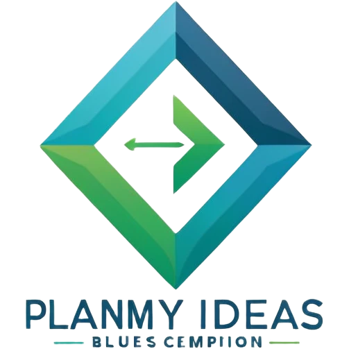 A clean, modern, and professional logo design for a project management and planning framework named 'planmyideas'. The logo should visually represent the journey from initial concept to successful execution. emoji