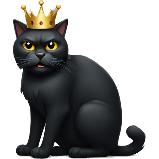 Big angry black cat with crown emoji