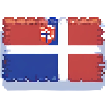 Make the flag of Norway larger, with a bold and clear rectangular shape. Emphasize the red, white, and blue colors in a minimal pixel art style, with no background. emoji