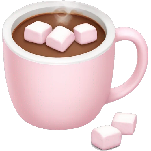 Light Pink mug of hot chocolate with marshmallows  emoji