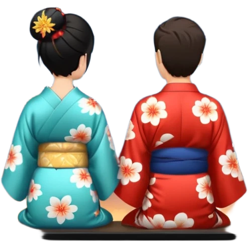 background: 🎆 & people : 👫🏻👘 emoji