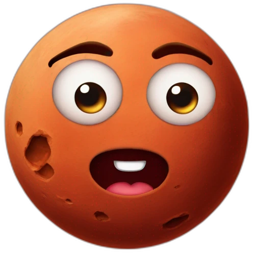 planet Mars with a cartoon face with rolling eyes emoji
