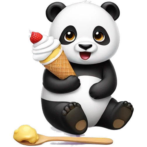 Panda eating ice cream emoji