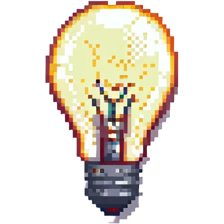 glowing lightbulb representing an idea pixel art emoji