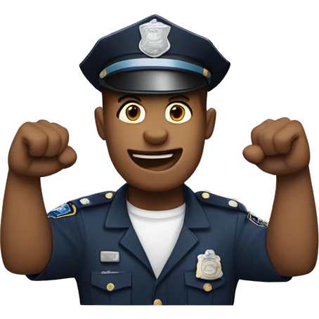 Police officer gestures cluelessness by having both arms up emoji