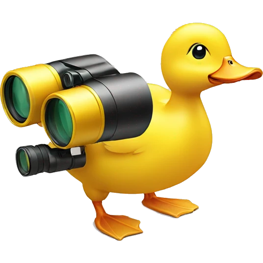 Yellow duck with small binoculars emoji