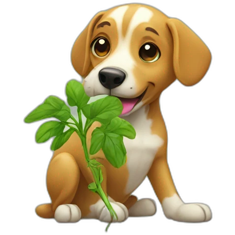 dog eating plant emoji