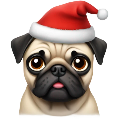 Pug with Christmas hat emoji