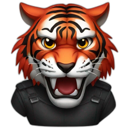 black angry red gloomy tiger emoji