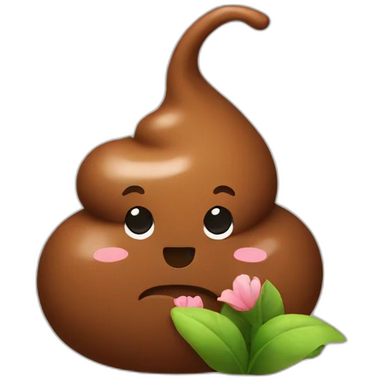 Cute poop with flower emoji