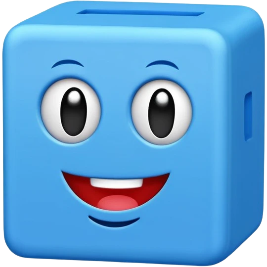 Blue square shaped character with a means it's numberblocks five emoji