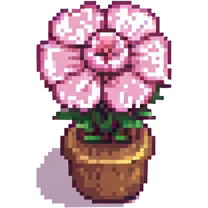 pink flower-shaped candy, pixel art style, isolated on transparent background emoji