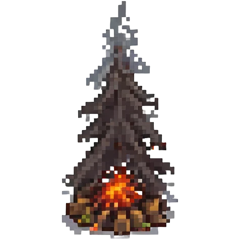 minecraft campfire pixel art with smoke emoji