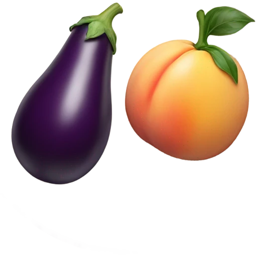 Egg plant and peach on a plate emoji