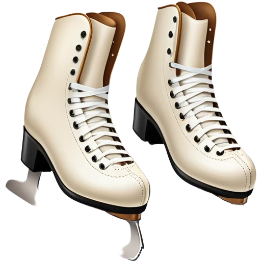 An icon featuring a pair of elegant figure skates resting on scratched, worn ice. In the background, cheering spectators fill the stands of a grand stadium, creating a vibrant atmosphere. Transparent background highlights the essence of figure skating performance emoji