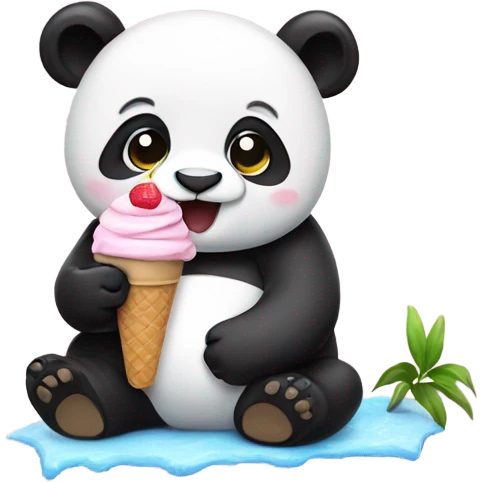 Panda eating ice cream emoji