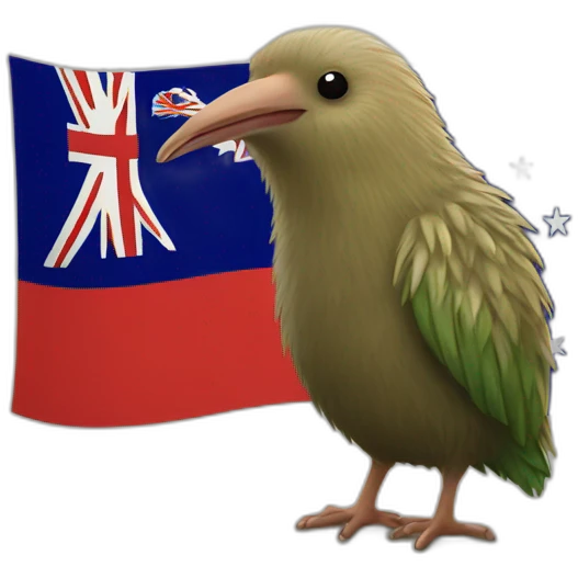 Kiwi bird on a new Zealand flag emoji