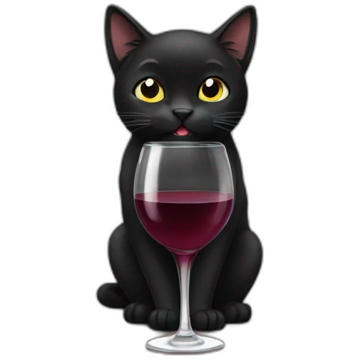 Black cat drinking wine emoji