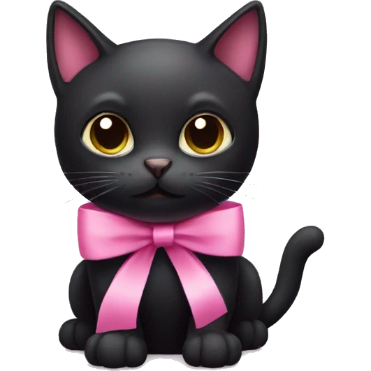 Black cat with a pink ribbon emoji