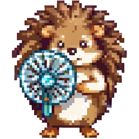 Hedgehog with a fan emoji