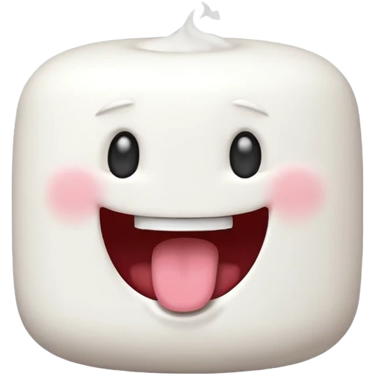 marshmallow with a big open-mouthed laugh emoji