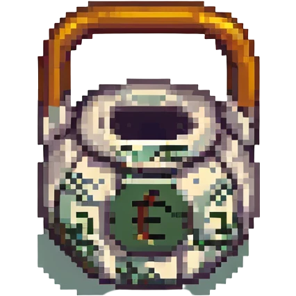 pixel art style kettlebell and money emoji