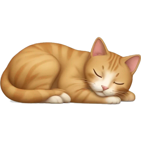 Beige cat sleeping with brunette hair tan skin girl emoji