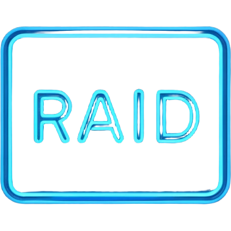  a rectangular neon sign that says RAID emoji