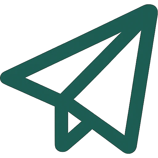 minimalist Telegram logo, only dark green paper plane icon, no background, no other colors emoji