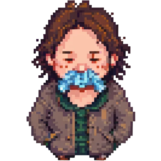 a man with a runny nose, pixel art style emoji