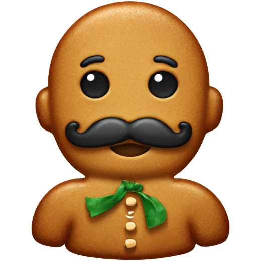 Gingerbread man with a mustache emoji