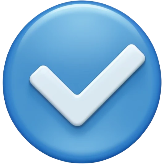 A blue circle inside it a white tick emoji